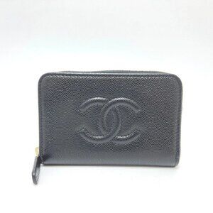 CHANEL AP4658 CC Mark Zip coin purse Long Wallet Caviar Leather Unused